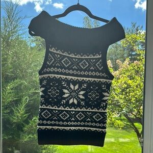 Ralph Lauren Hand Knit Fair Isle Off the Shoulder Sleeveless Sweater